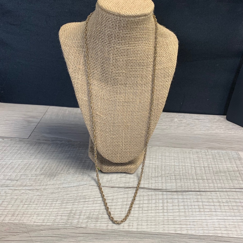 Trifari Vintage Two Tone Gold Silver Textured Link Chain Necklace 28 Inch 4895